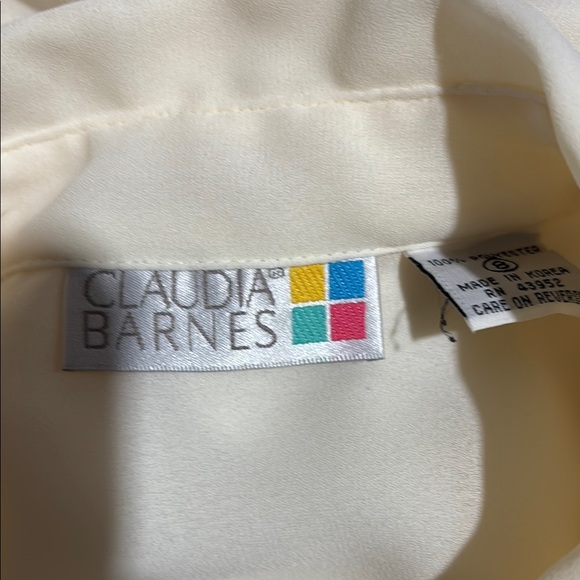 Vintage Claudia Barnes Blouse | Lace Collar & Shoulder Pads | Made in Korea - Picture 2 of 8